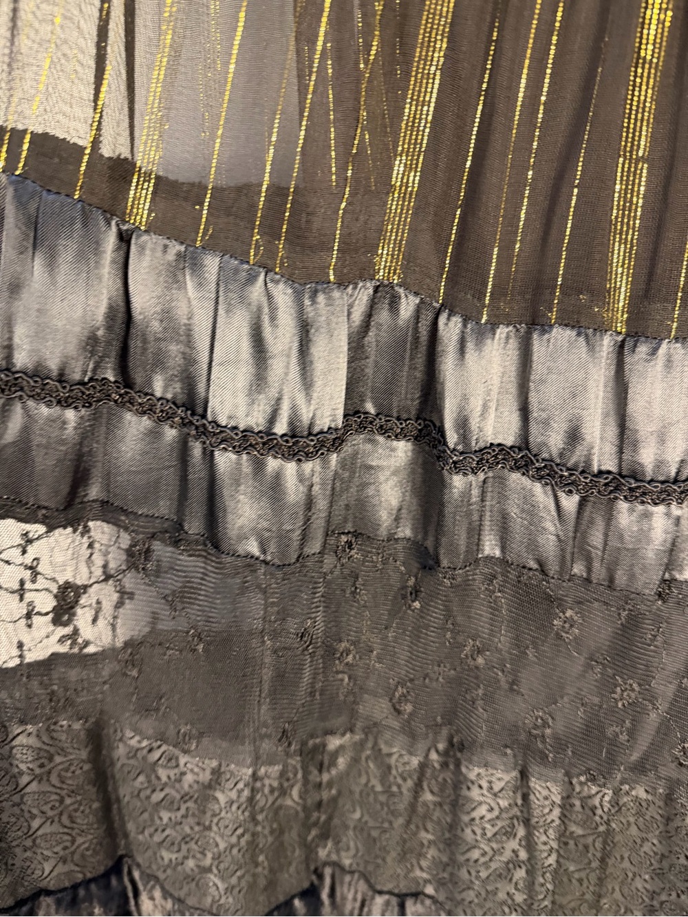 Monroe & Main Bohemian Black Tiered Maxi Skirt with Gold Accents - Picture 6 of 13